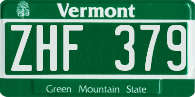 VT license plate ZHF379