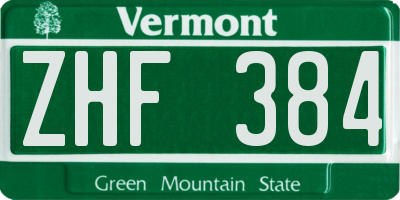VT license plate ZHF384