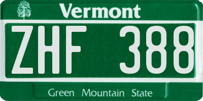 VT license plate ZHF388