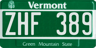 VT license plate ZHF389