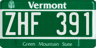VT license plate ZHF391