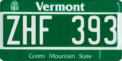 VT license plate ZHF393