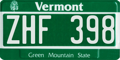 VT license plate ZHF398