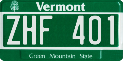 VT license plate ZHF401