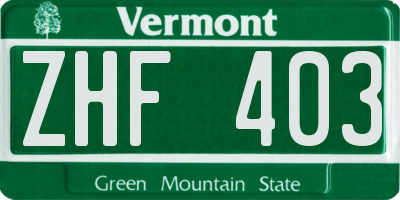 VT license plate ZHF403