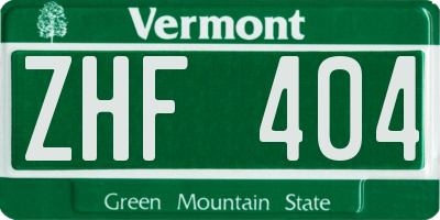 VT license plate ZHF404