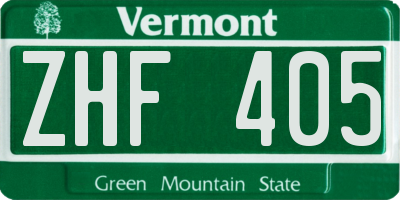 VT license plate ZHF405