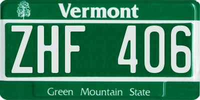 VT license plate ZHF406