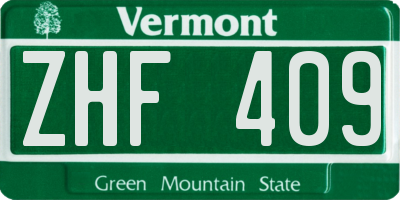 VT license plate ZHF409