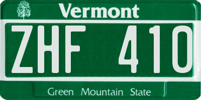 VT license plate ZHF410