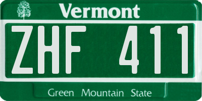 VT license plate ZHF411