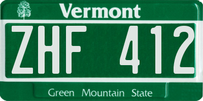 VT license plate ZHF412