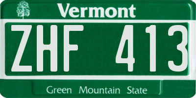 VT license plate ZHF413