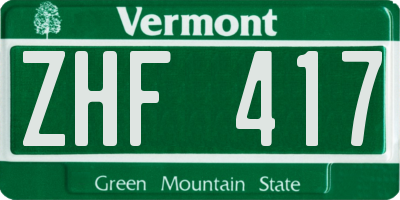 VT license plate ZHF417
