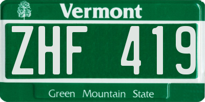 VT license plate ZHF419