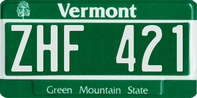 VT license plate ZHF421