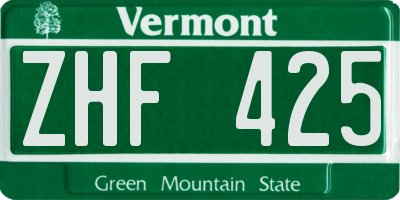 VT license plate ZHF425