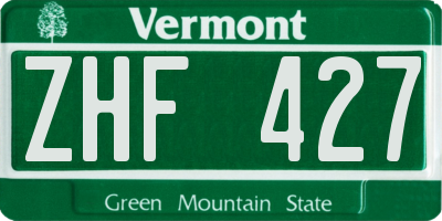 VT license plate ZHF427