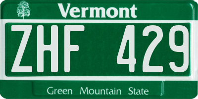 VT license plate ZHF429