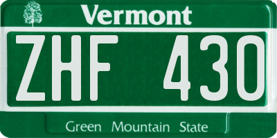 VT license plate ZHF430