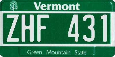 VT license plate ZHF431
