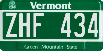 VT license plate ZHF434
