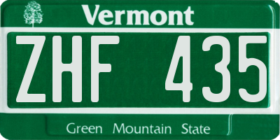 VT license plate ZHF435
