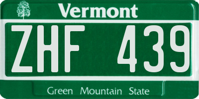 VT license plate ZHF439