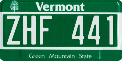 VT license plate ZHF441