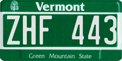 VT license plate ZHF443
