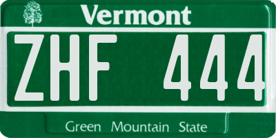 VT license plate ZHF444