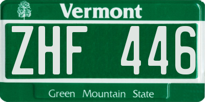 VT license plate ZHF446