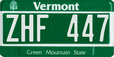 VT license plate ZHF447