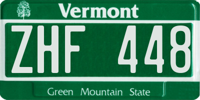 VT license plate ZHF448