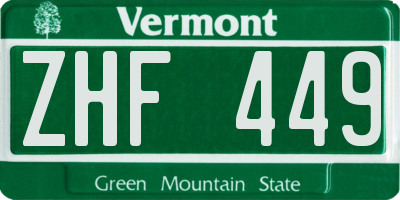 VT license plate ZHF449