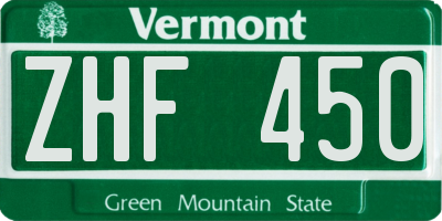 VT license plate ZHF450