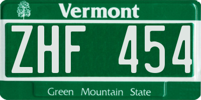 VT license plate ZHF454