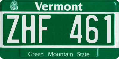 VT license plate ZHF461
