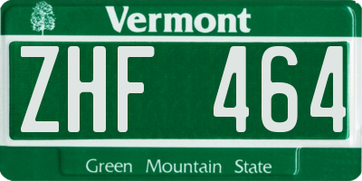 VT license plate ZHF464