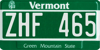 VT license plate ZHF465