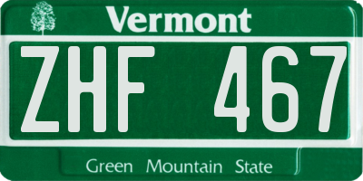 VT license plate ZHF467