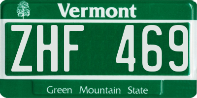 VT license plate ZHF469