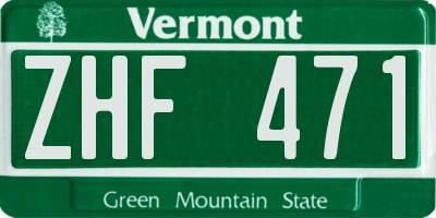 VT license plate ZHF471