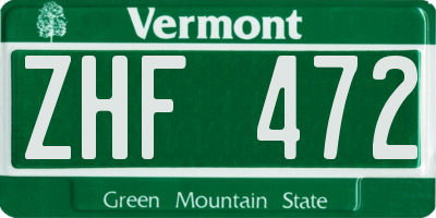 VT license plate ZHF472
