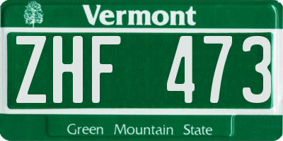 VT license plate ZHF473