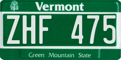VT license plate ZHF475