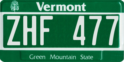 VT license plate ZHF477