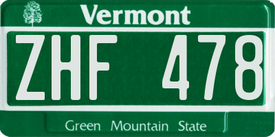 VT license plate ZHF478