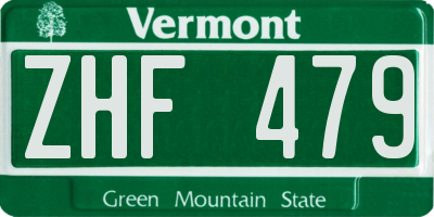 VT license plate ZHF479
