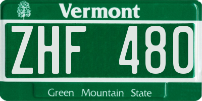VT license plate ZHF480